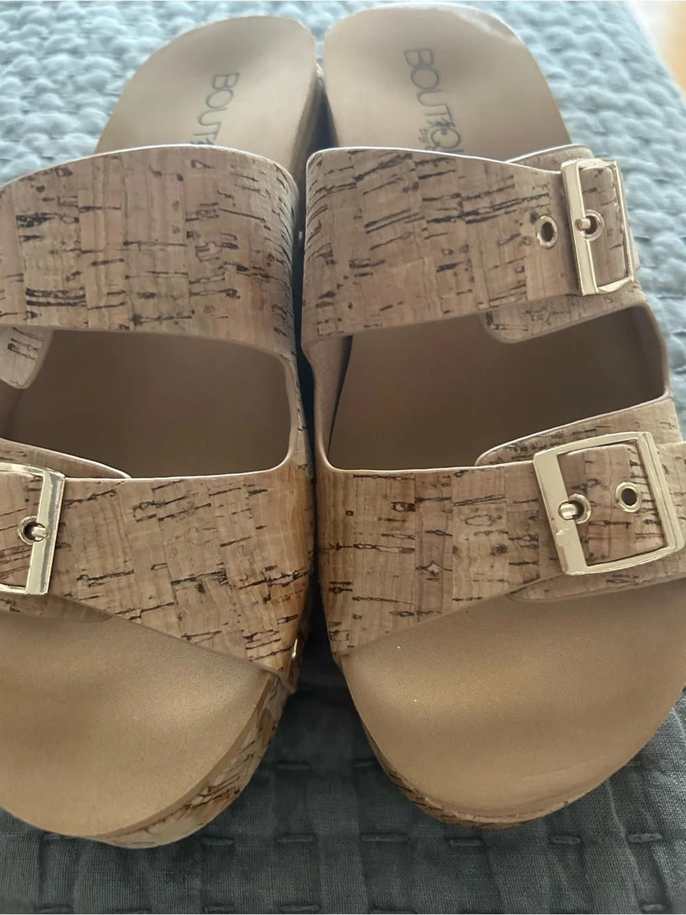 Corkys Natural Cork Studded Wedge Slide Sandals - Tan